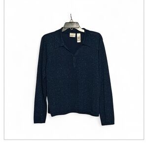Liz Claiborne Vintage Womens  Sparkle Knit Top | Navy | XL